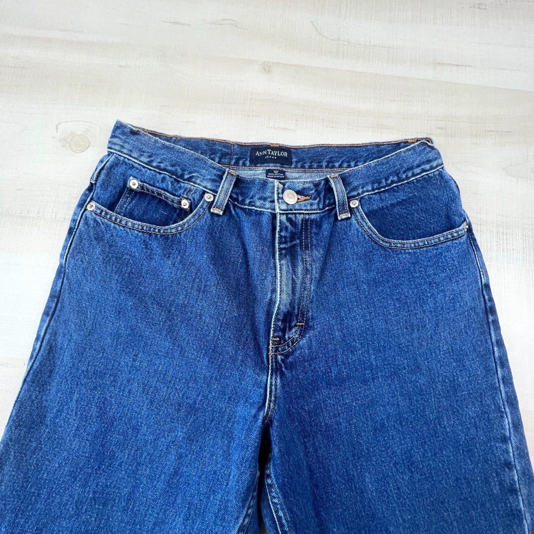 Ann Taylor Ann Taylor Womens Jeans Size 8 Slim Tapered Medium Wash Blue Cotton Mid Rise Size 30" / US 8 / IT 44 - 2 Thumbnail