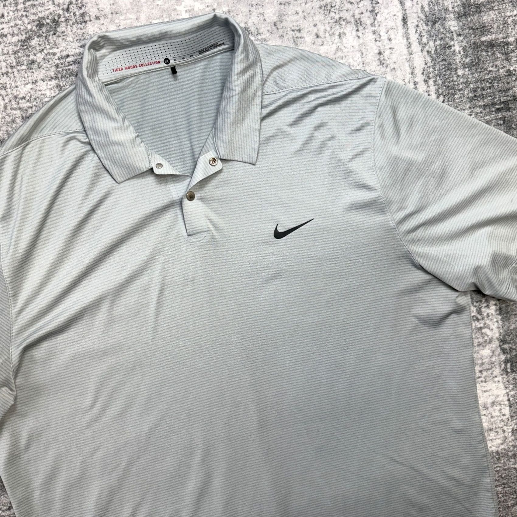 Nike Nike Tiger Woods Golf Polo Shirt Mens XL Gray Striped Snap Collar Breathable Size US XL / EU 56 / 4 - 2 Thumbnail