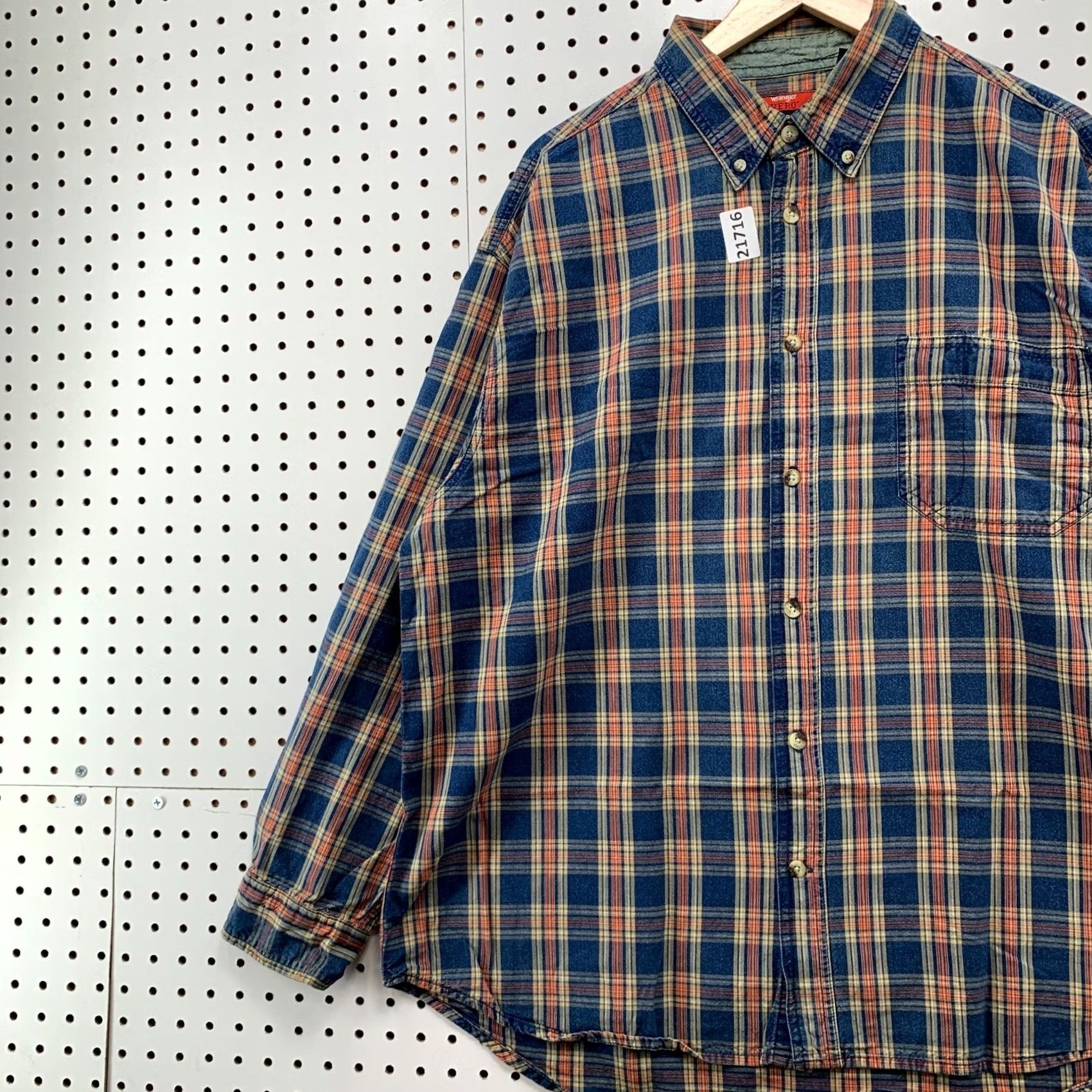 Wrangler Wrangler Hero Button Down Shirt Plaid Long Sleeve Mens XL Blue Red 26x31 Size US XL / EU 56 / 4 - 3 Thumbnail