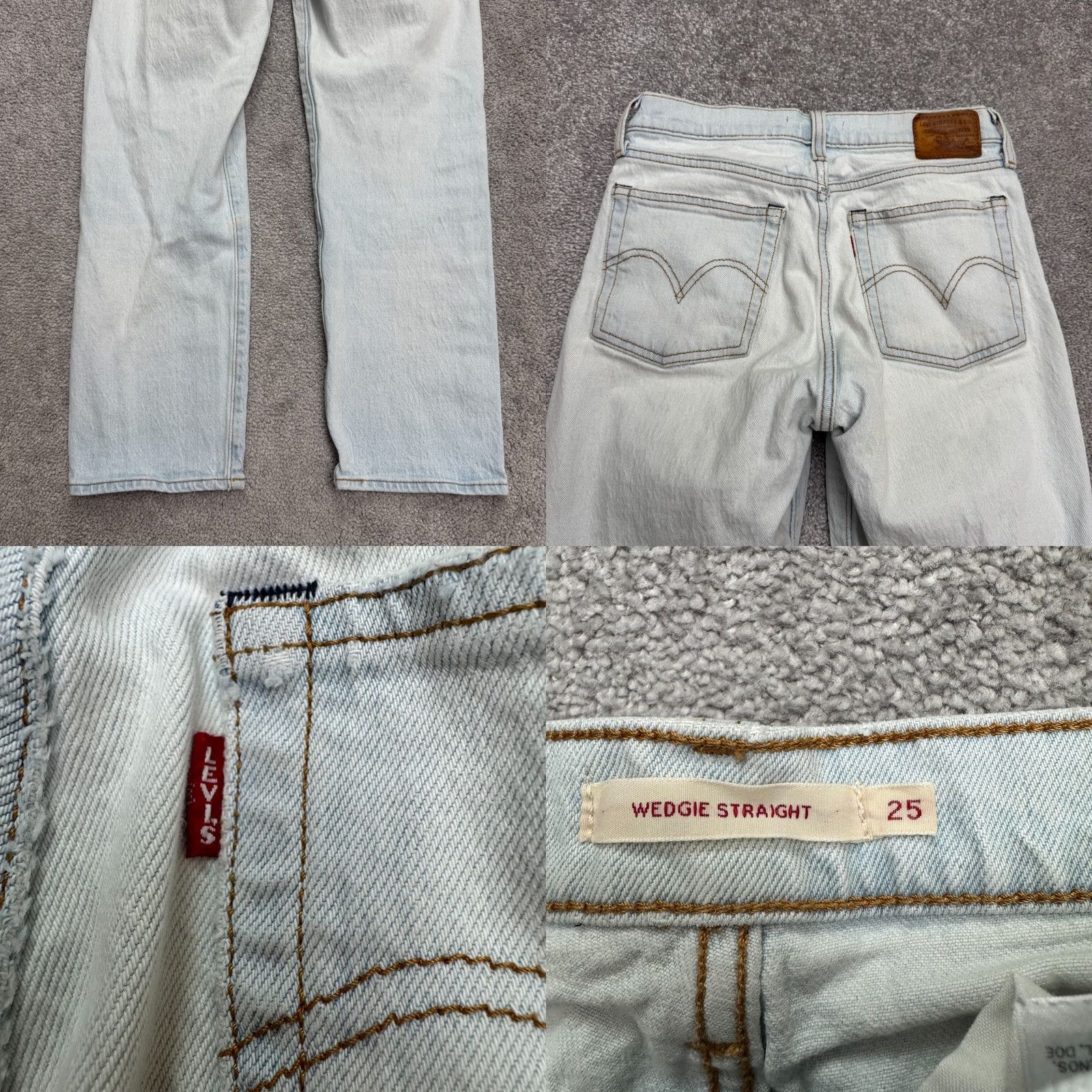 Levi's Levi's Wedgie Straight Button Fly Denim Jeans Womens 25 Blue Light Wash Cotton Size 42" / US 20 - 8 Thumbnail