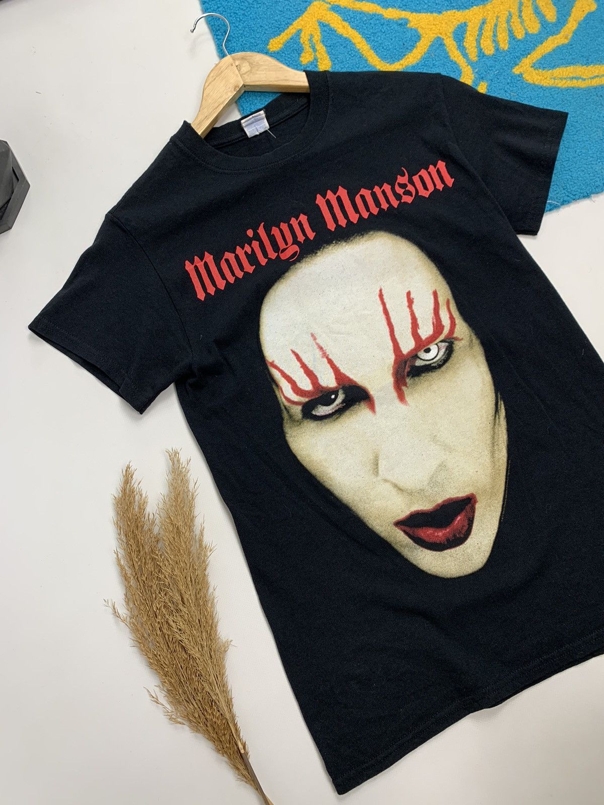 Band Tees × Marilyn Manson × Vintage Vintage Marilyn Manson Big Face Print T-Shirt Size S / US 4 / IT 40 - 5 Thumbnail