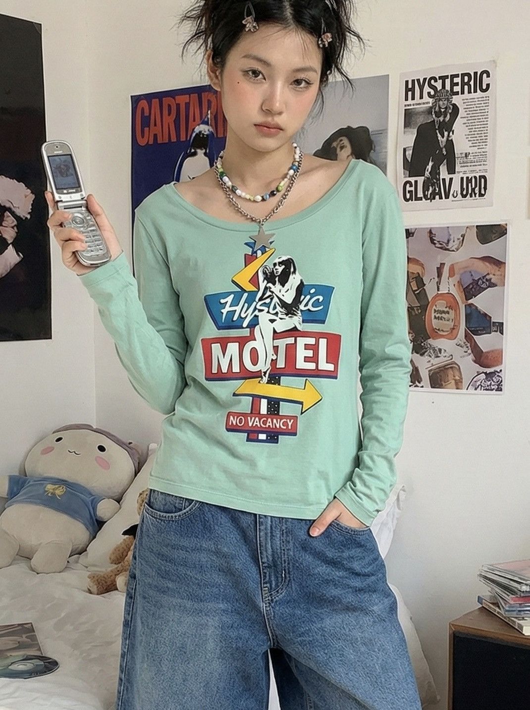 Hysteric Glamour y2k Hysteric Glamour ‘Hysteric Motel’ Boat Neck LS tee Size ONE SIZE - 1 Thumbnail