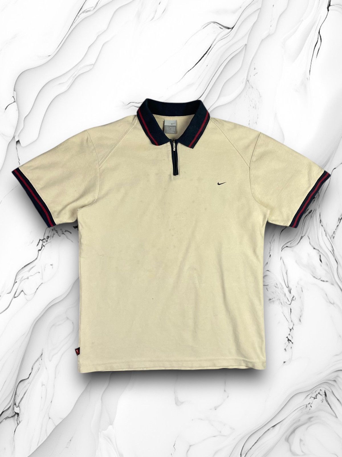 Nike Vintage 00s Nike Swoosh Drill Polo Shirt Tee Size US M / EU 48-50 / 2 - 1 Thumbnail