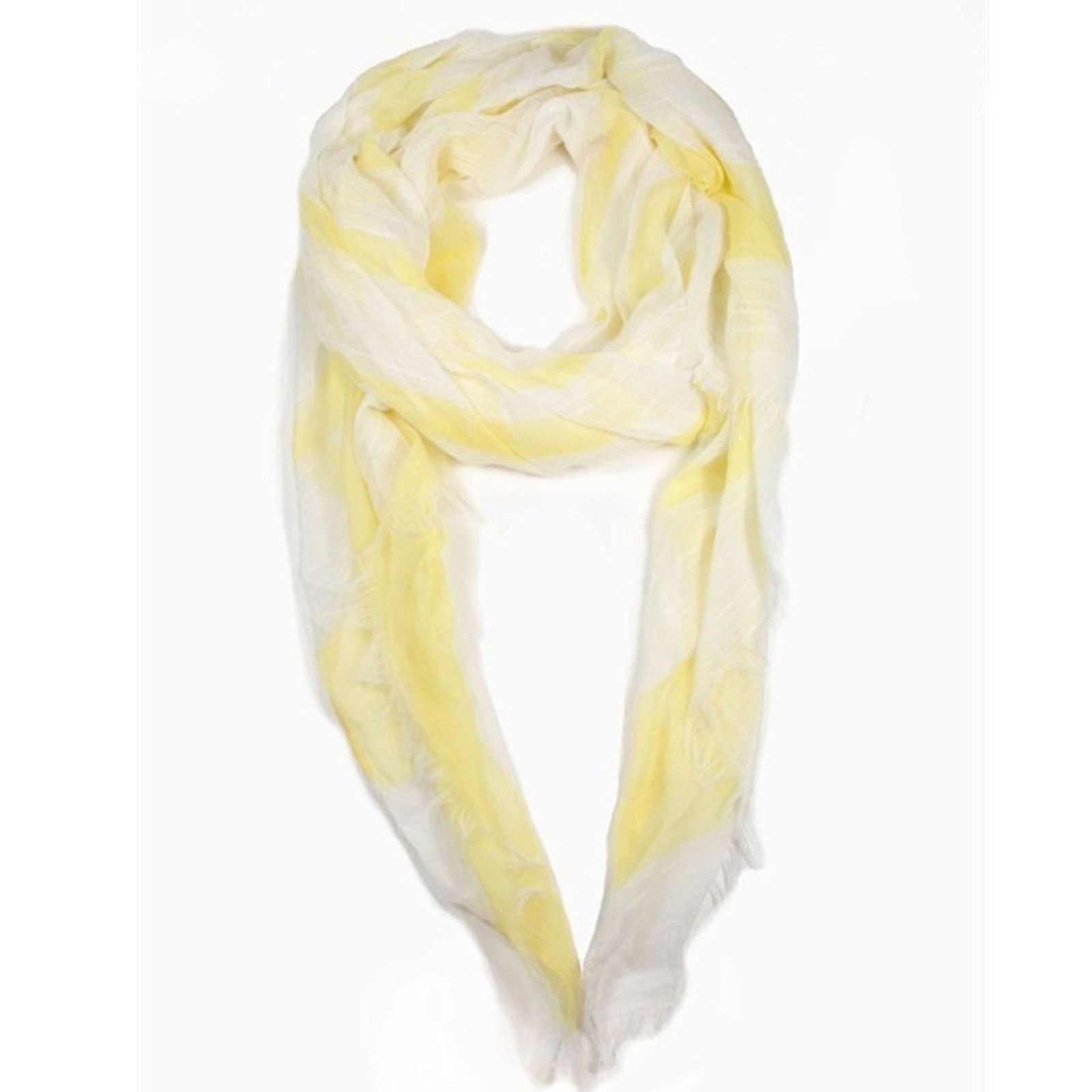 Other NEW Yellow & White Stripe Fringe Lightweight Rectangle Scarf Size ONE SIZE - 1 Preview