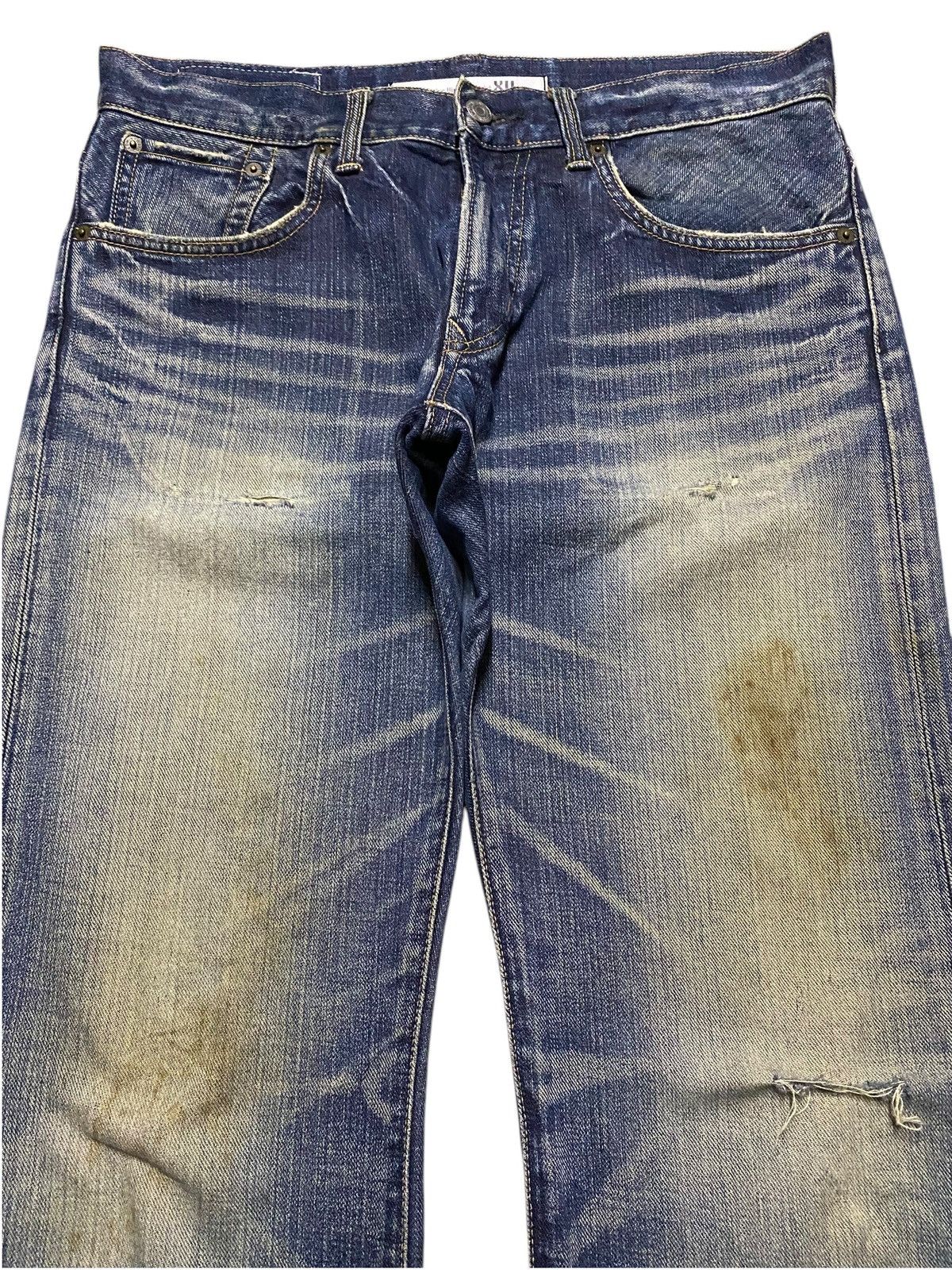 Japanese Brand Vintage Edwin 403 XV Mud Wash Distressed Loose Jeans Size US 34 / EU 50 - 3 Thumbnail