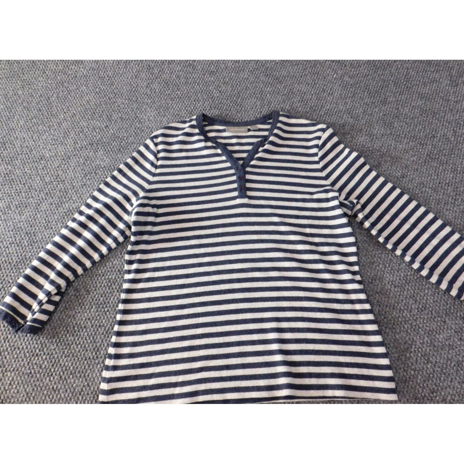 Croft & Barrow Croft & Barrow Womens Sweater Large Blue Striped Pullover Crew Neck Knit Long Sleeve Stretch Classic Size L / US 10 / IT 46 - 2 Thumbnail