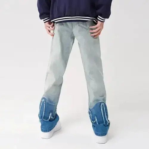 Jean Y2K Two-Tone Blue Baggy Jeans Size US 33 - 4 Thumbnail