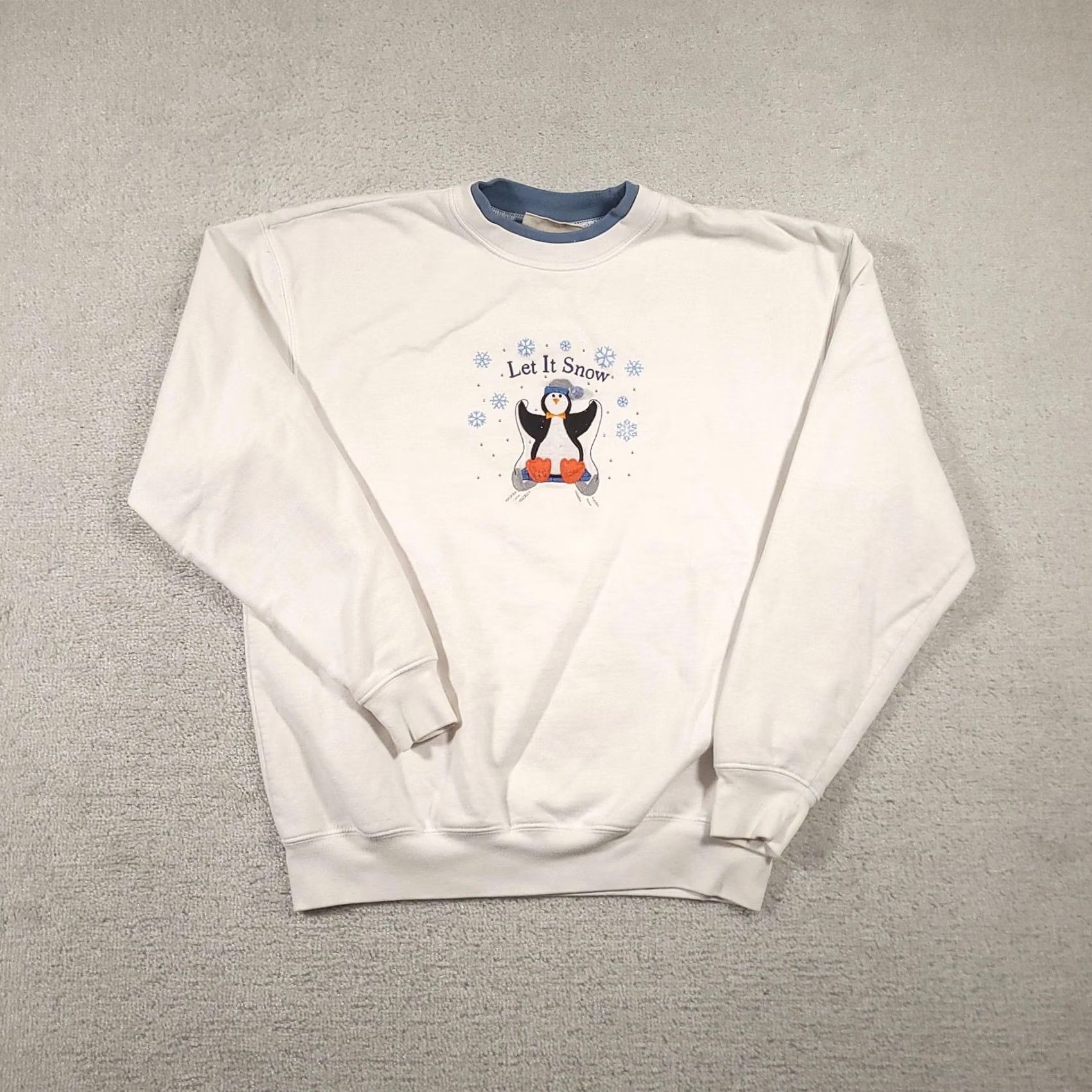 Vintage Let It Snow Penguin Sweatshirt Womens L White Crewneck MC Sportswear Winter Size L / US 10 / IT 46 - 2 Thumbnail