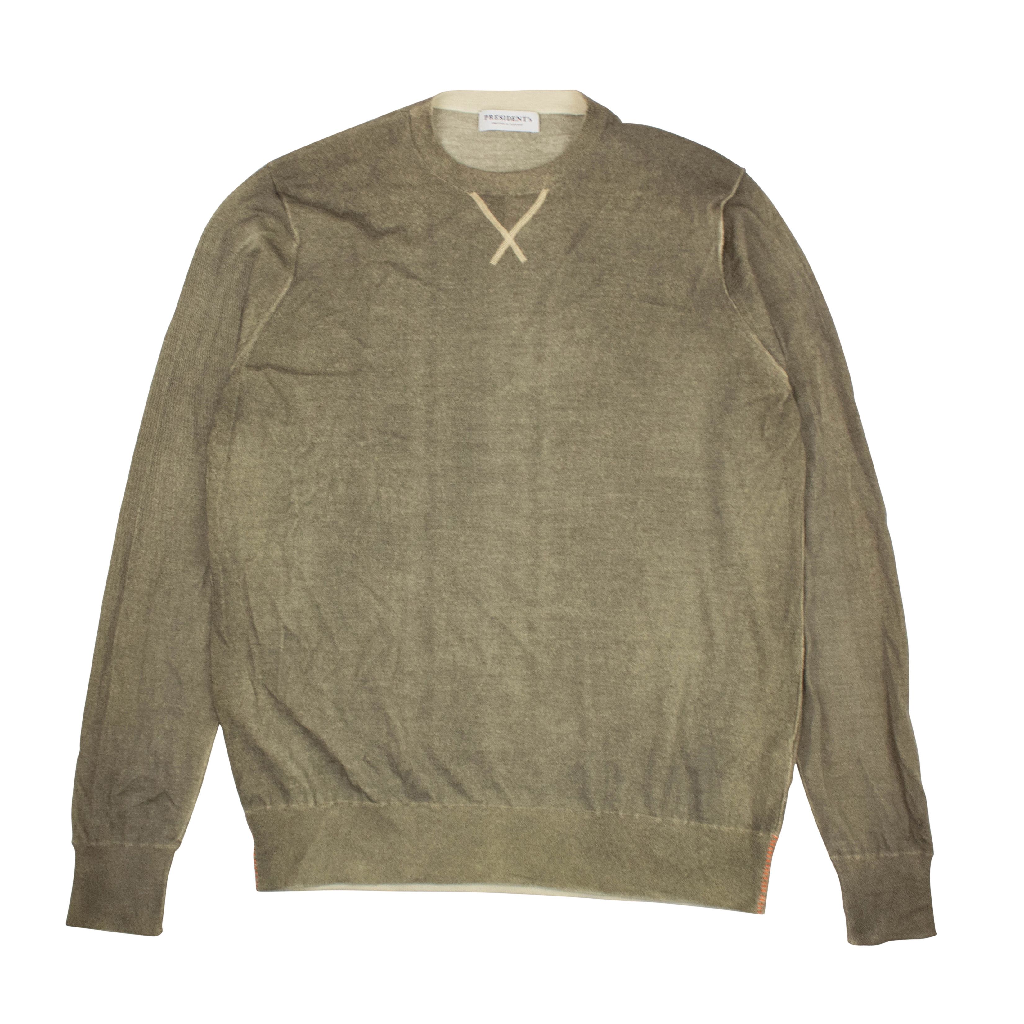 image of Presidents Olive G.16 Wool Cashmere Hand Print Sweater Size L, Men's