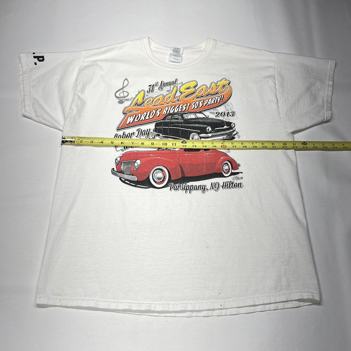 Gildan × Vintage Car Tee Shirt White Hot Rod Classic Show NJ Custom Auto Y2K Size US XL / EU 56 / 4 - 20 Thumbnail
