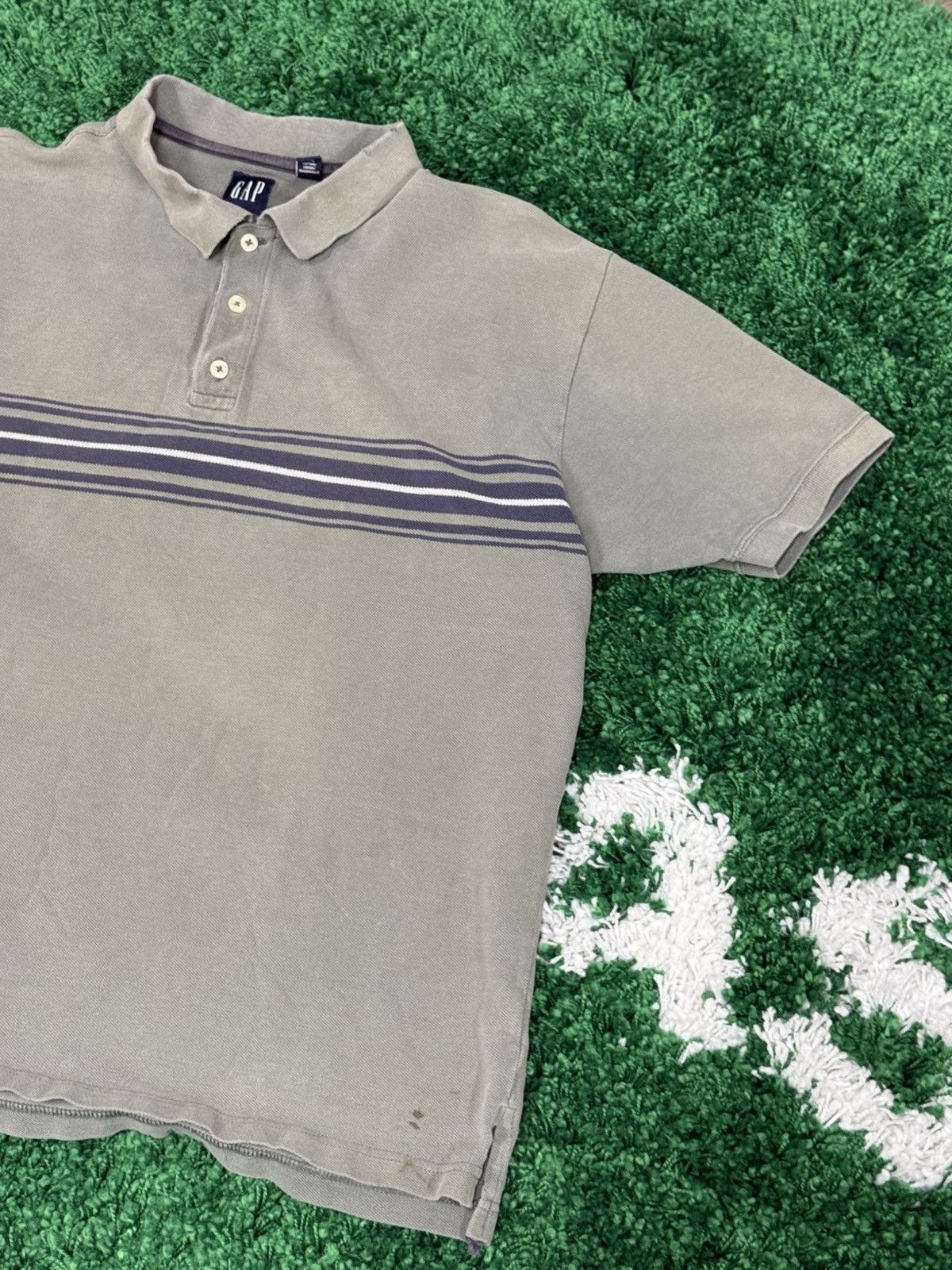 Gap Vintage Gap Striped Polo Shirt Large Olive Green L Size US L / EU 52-54 / 3 - 2 Thumbnail