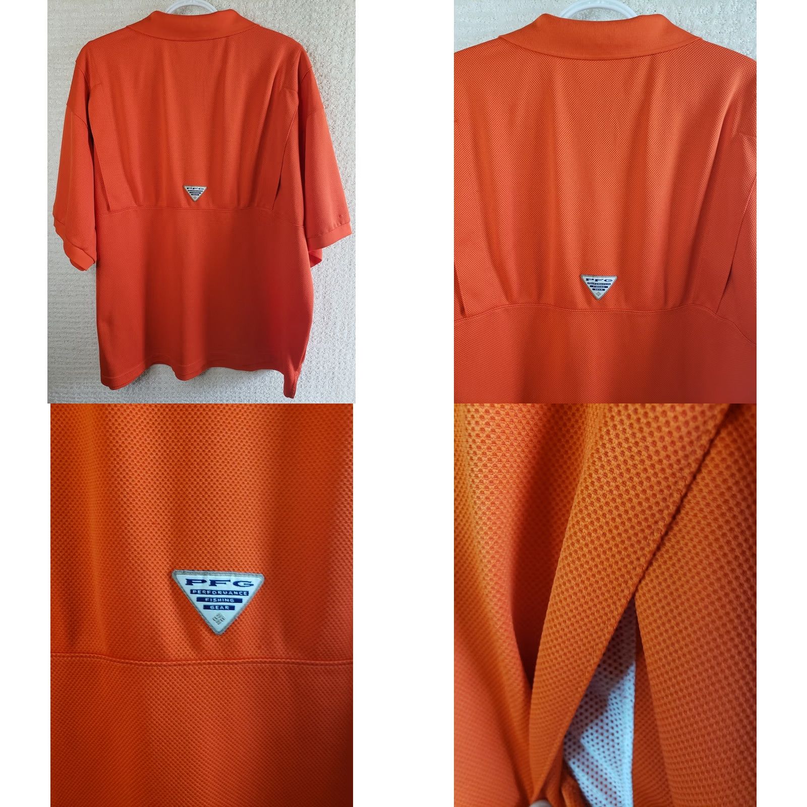 Vintage Columbia PFG Polo Shirt Orange CLEMSON Tigers Men's XL Polyester Size US XL / EU 56 / 4 - 8 Thumbnail