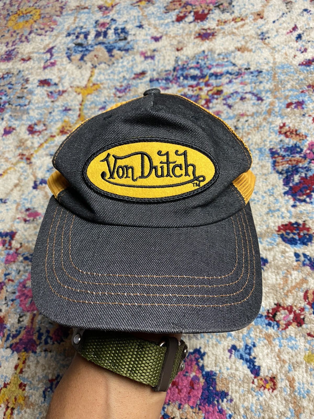 Vintage × Von Dutch Classic Von Dutch Denim/Yellow Kustommade Originals Snapback Size ONE SIZE - 8 Thumbnail