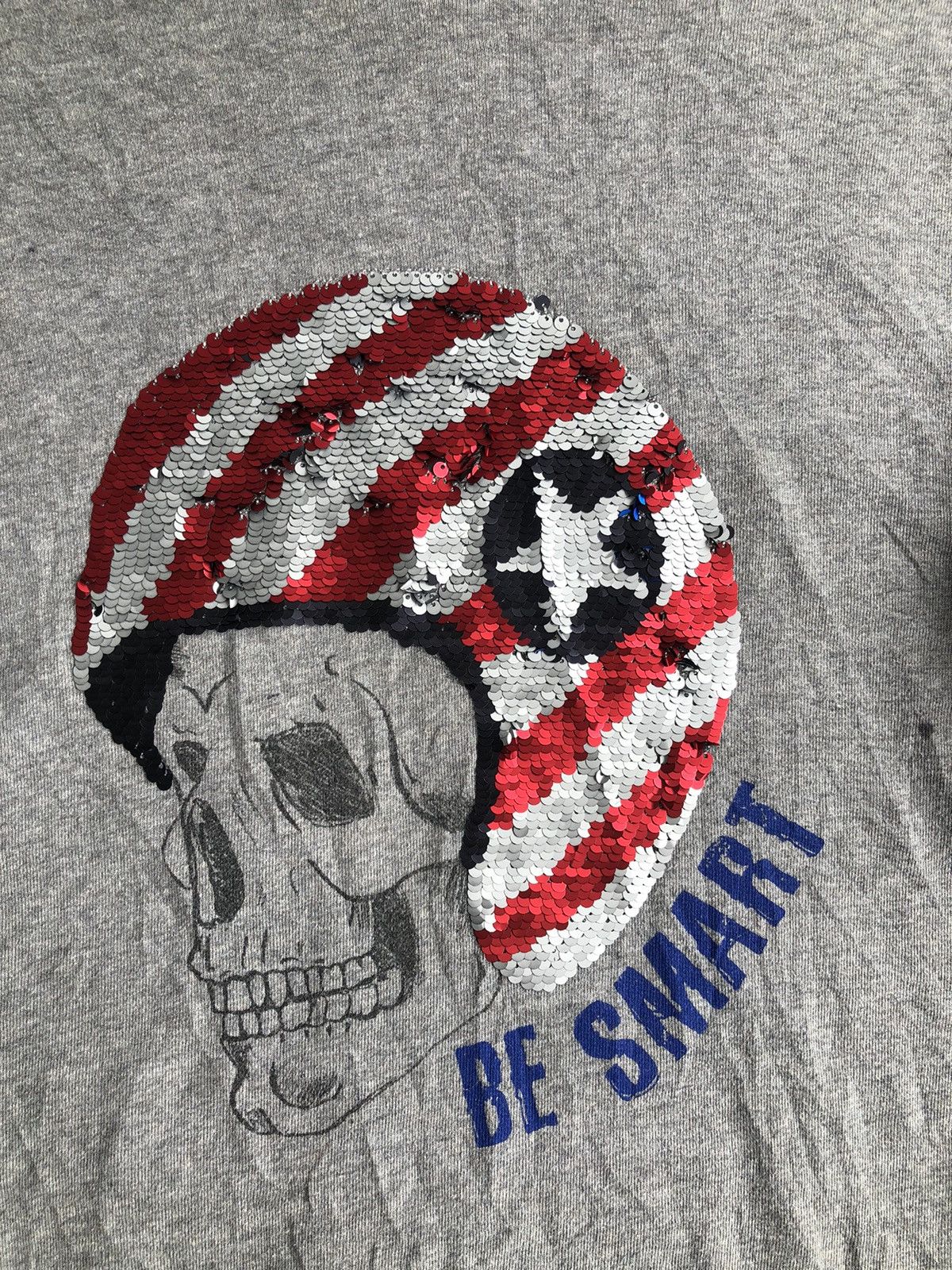 If Six Was Nine × Japanese Brand × Vintage Vintage Skull Wearing American Helmet Sequins Hoodie Size US M / EU 48-50 / 2 - 4 Thumbnail