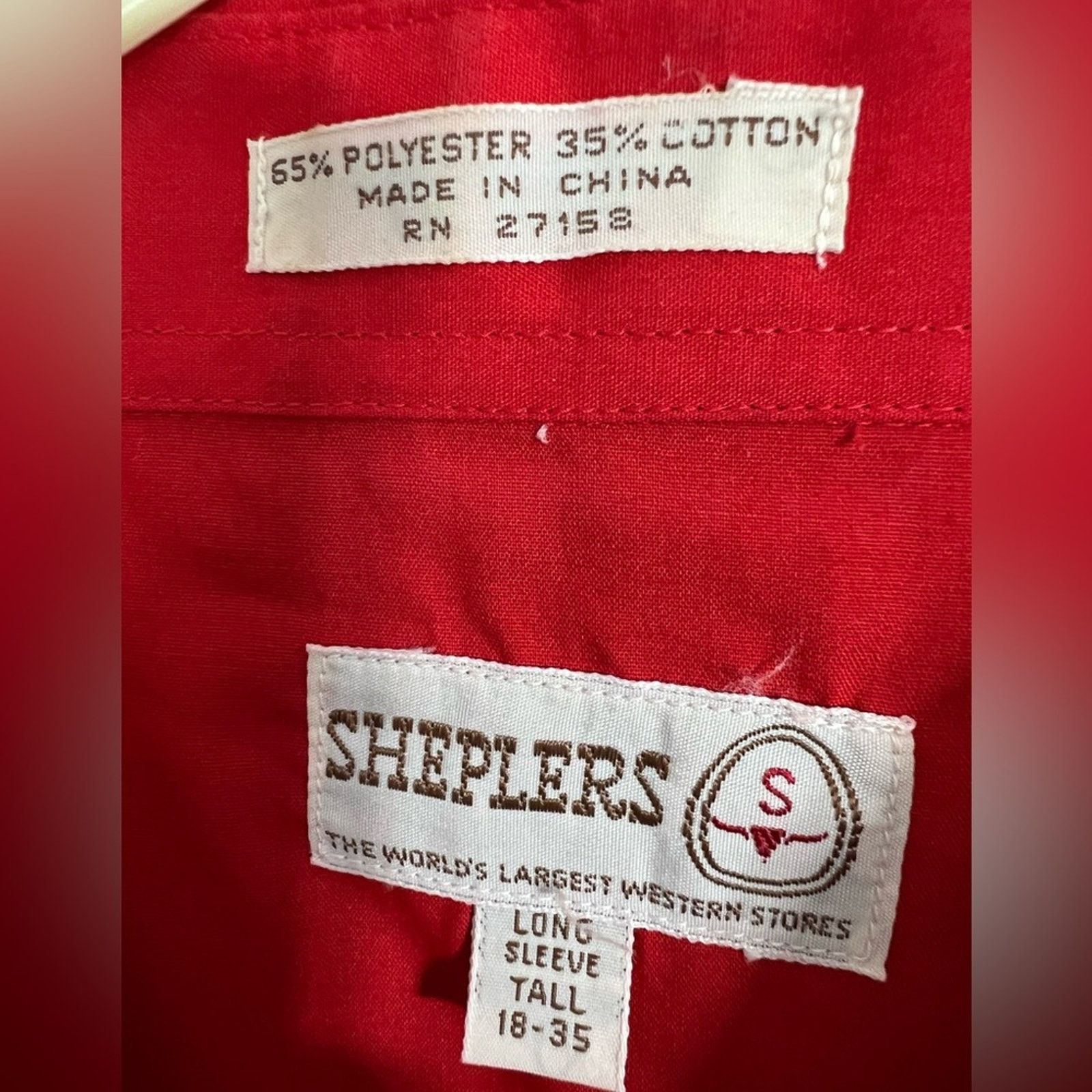 Other Vintage Western Sheplers Red Western Pearl Snap 18 Tall Size US XXL / EU 58 / 5 - 3 Thumbnail