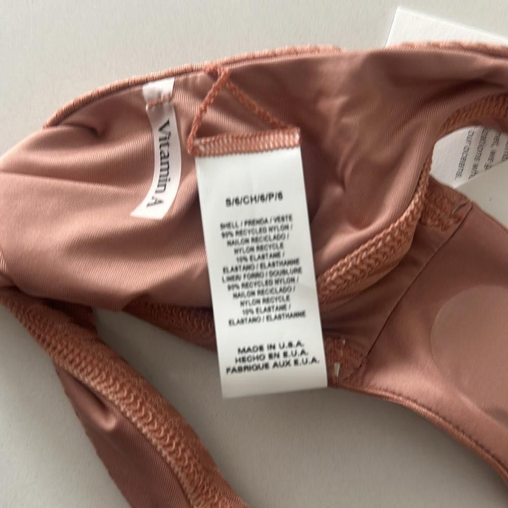 Designer Vitamin A Midori Cheeky Bikini Bottom Pink Sands Rib Small Size ONE SIZE - 5 Thumbnail