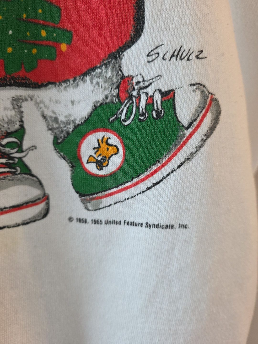 Other Vtg Schulz 1965 Peanuts Snoopy Woodstock Christmas Sweater Size L / US 10 / IT 46 - 2 Thumbnail
