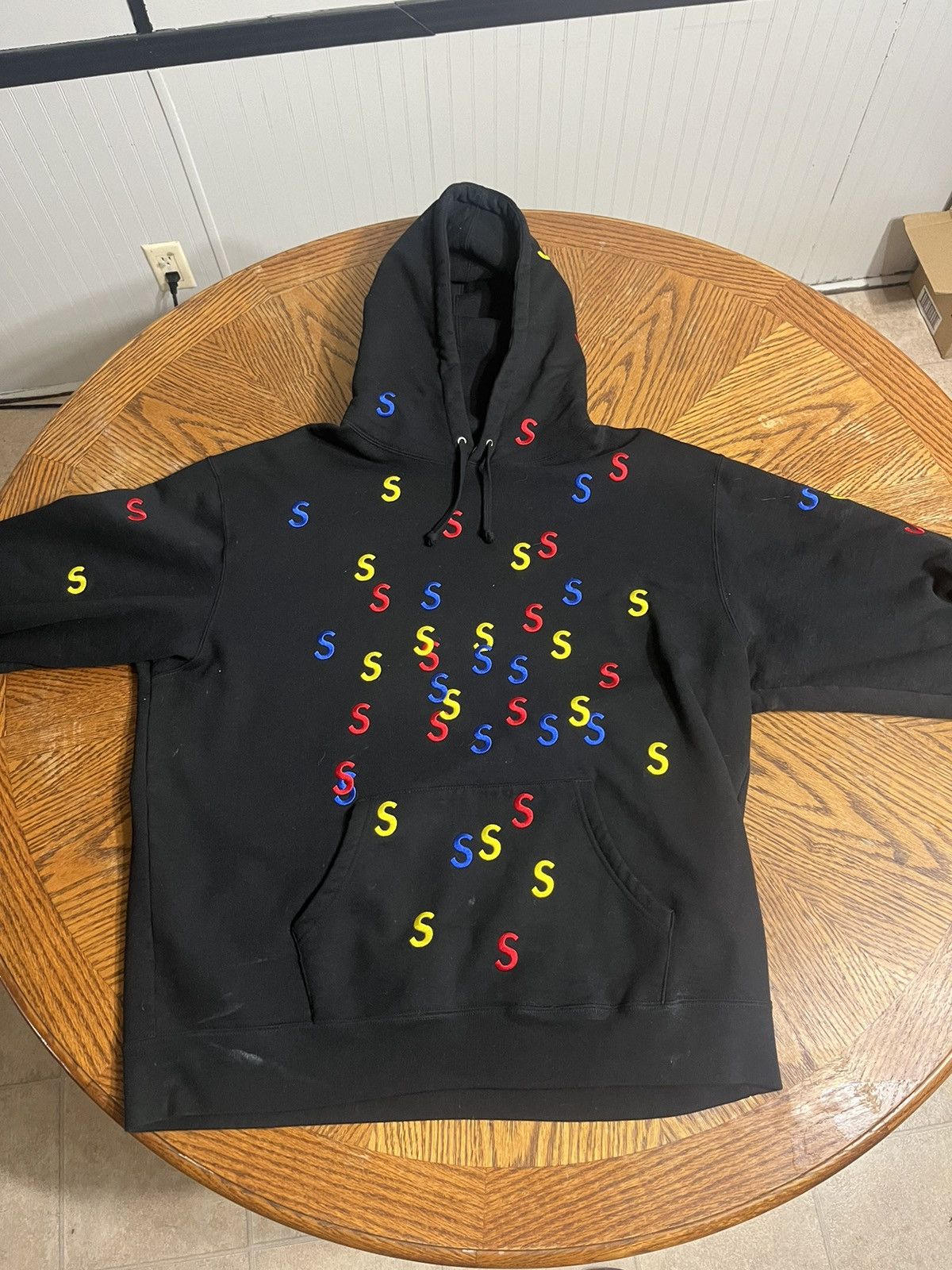 image of Supreme Embroidered S Hooded Sweatshirt in Black, Men's (Size XL)