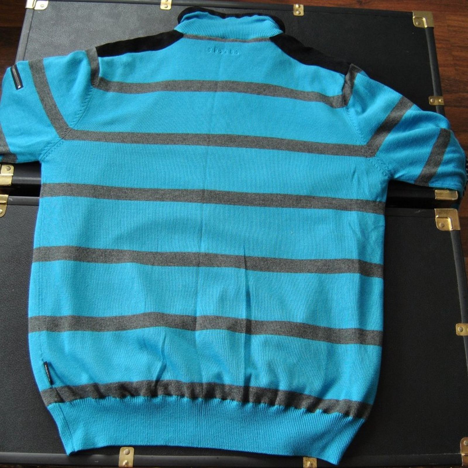 Other Abacus Large Lined Quarter Zip Sweater Blue Gray Stripes Size US L / EU 52-54 / 3 - 7 Thumbnail