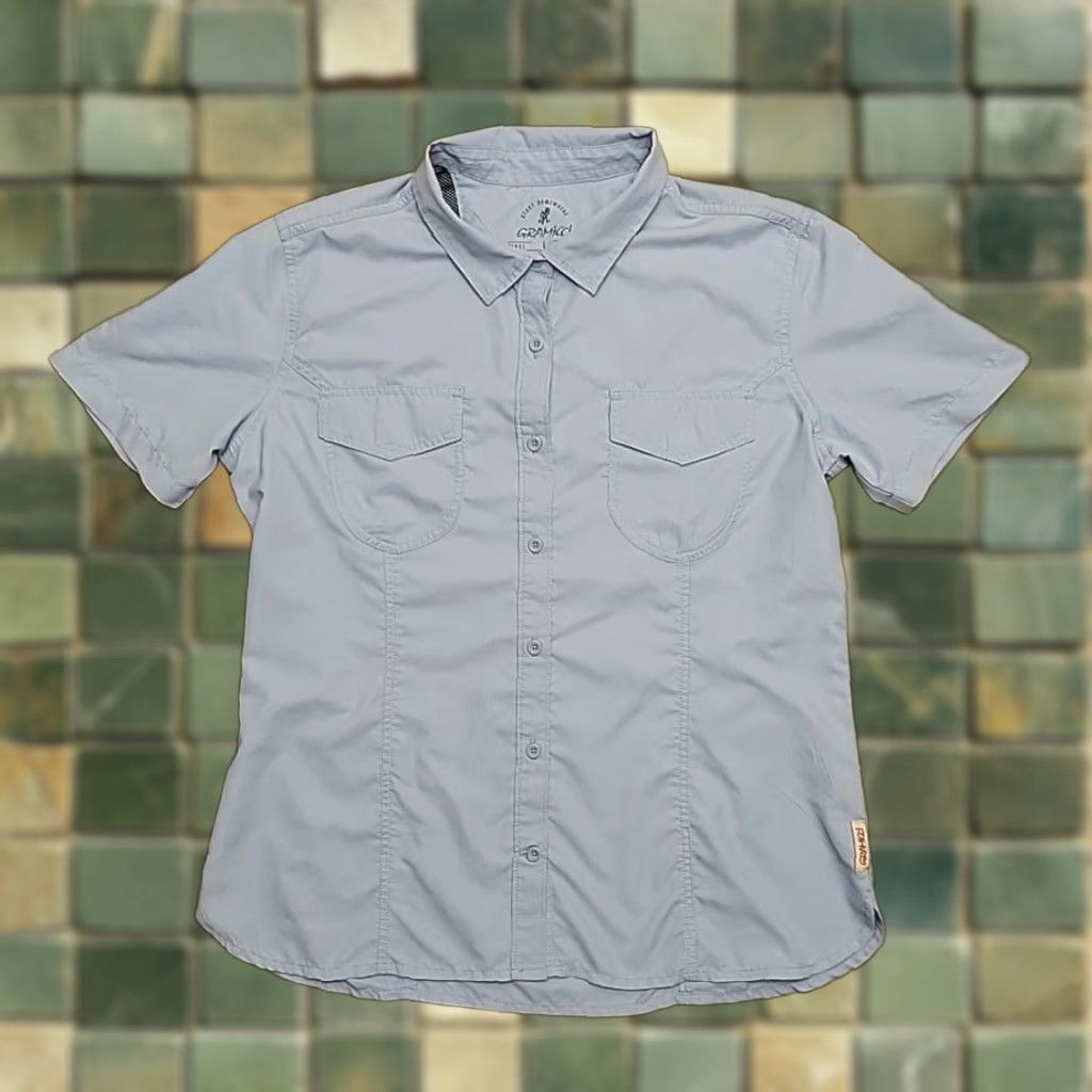 Gramicci Gramicci Shirt Womens L Blue Short Sleeve Button-Up Hiking Outdoor Performance - Casual Spring Summer Women’s Shirt Size L / US 10 / IT 46 - 1 Thumbnail