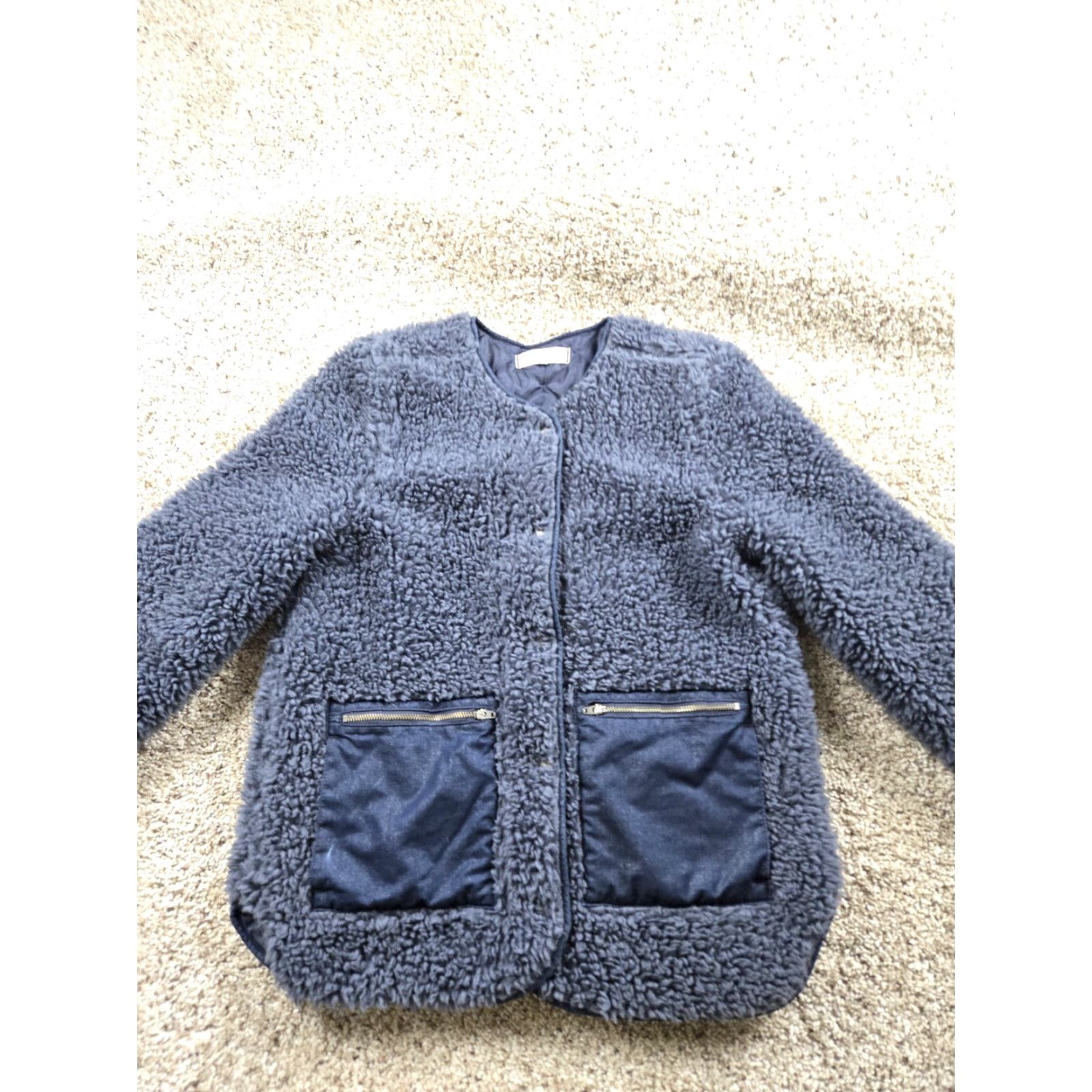 Madewell Madewell Jacket Womens XS Blue Faux Sherling Snap Front Long Sleeve Pockets Size XS / US 0-2 / IT 36-38 - 3 Thumbnail