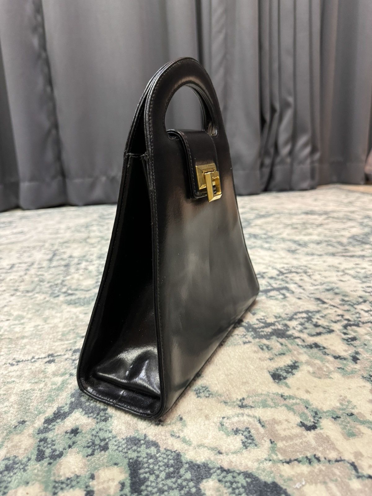 Japanese Brand VINTAGE LINEA DOPPIO LEATHER EVENING HANDLE BAG Size ONE SIZE - 3 Thumbnail