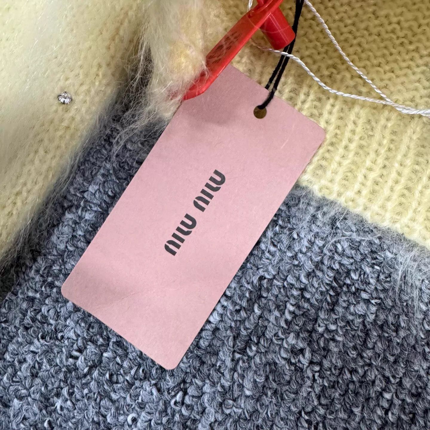 Miu Miu MIU MIU Mohair Cardigan Egg Yellow Rhinestones 38 NWT Size XS / US 0-2 / IT 36-38 - 6 Thumbnail