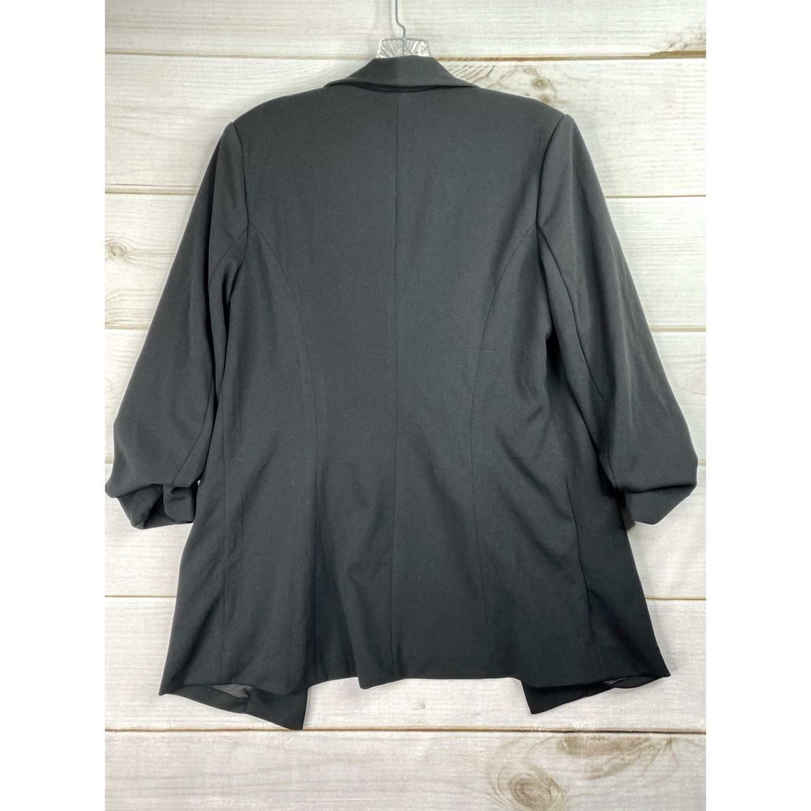 Fashion Nova Fashion Nova Blazer Shirt Womens S Black Open Front Stretch 90s Ruched Sleeve Knit Jacket Size S / US 4 / IT 40 - 7 Thumbnail