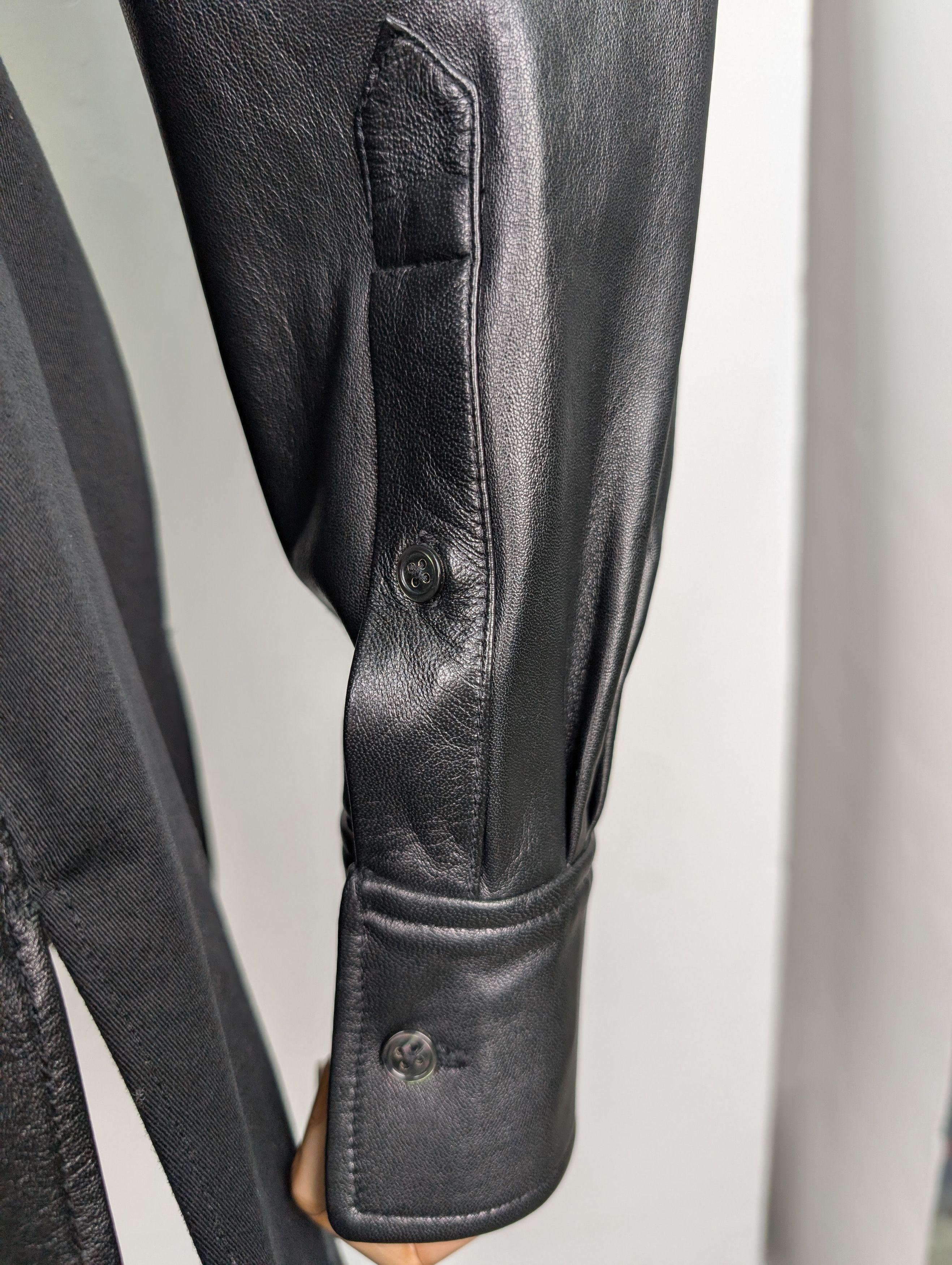 Alexander Wang Black Ruched Lambskin Leather Shirt Jacket Size XS / US 0-2 / IT 36-38 - 5 Thumbnail