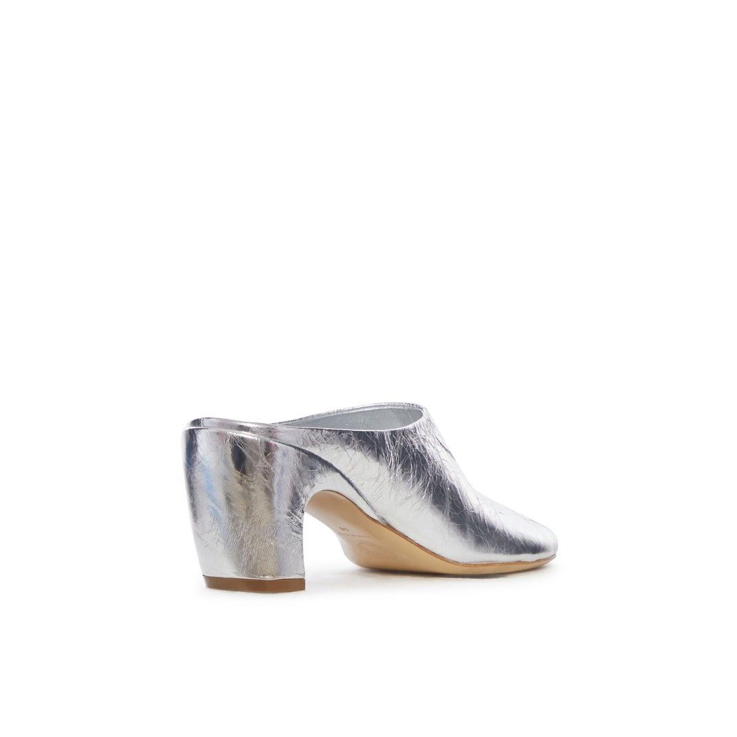 Dries Van Noten DRIES VAN NOTEN Metallic Effect Silver Leather Heeled Mules Size US 9 / IT 39 - 3 Thumbnail