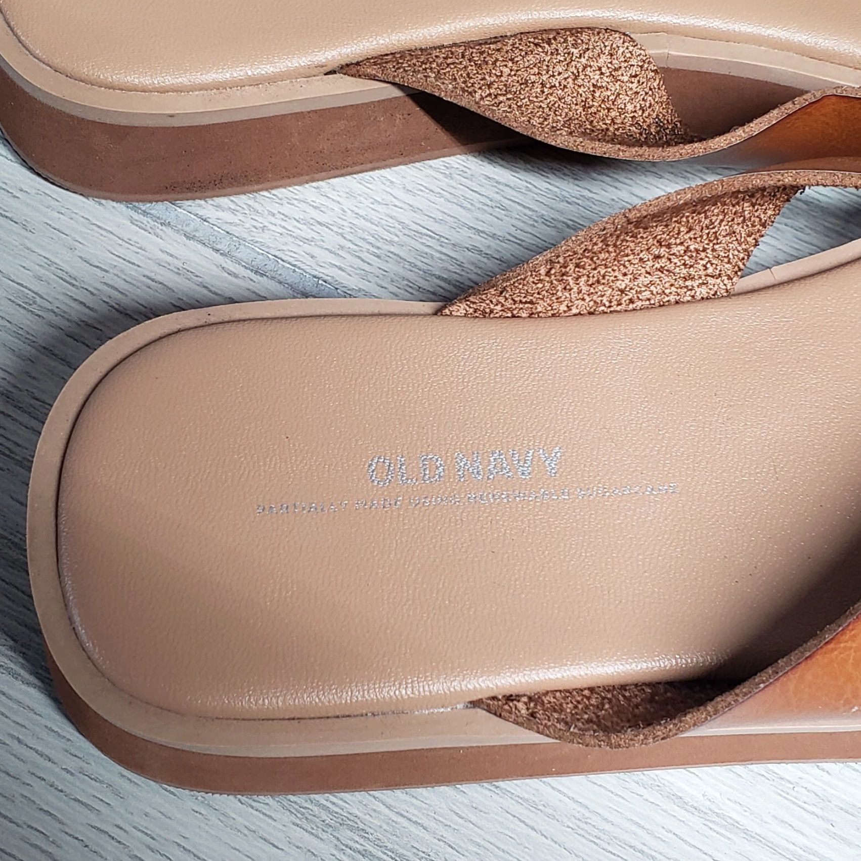 Old Navy Old Navy Sandal Women 7 Brown Faux Leather Slip-On Thong Flat Casual Women Size US 7 / IT 37 - 5 Thumbnail