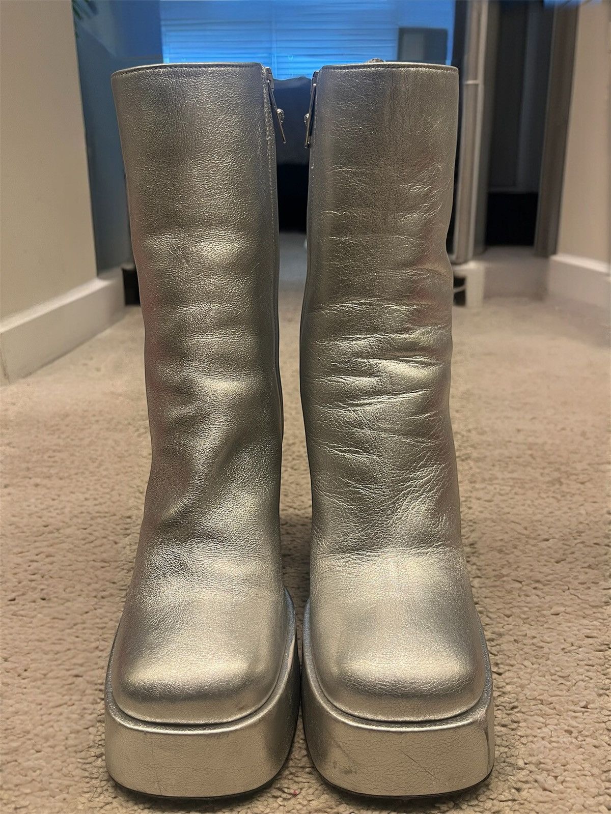 Versace Versace Silver Platform Boots Size US 8 / IT 38 - 1 Thumbnail