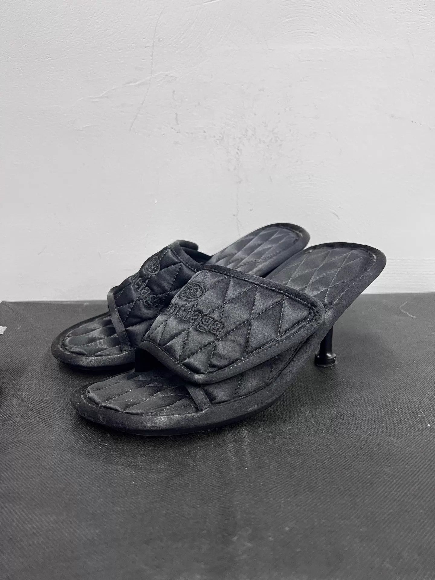 Balenciaga Balenciaga Demna Satin Black High Heel Slippers 38 Size US 7.5 / IT 37.5 - 1 Thumbnail