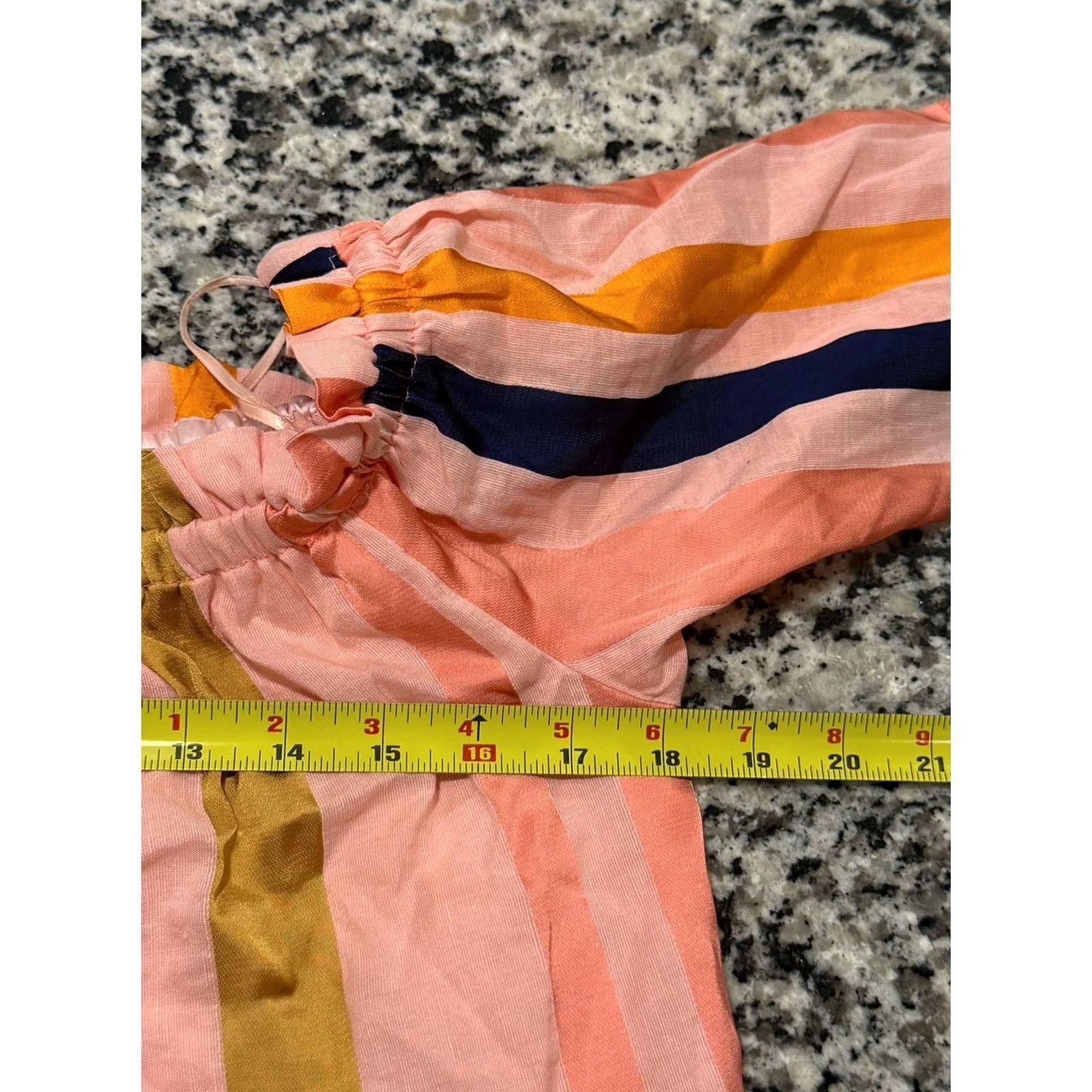 Trina Turk Trina Turk Dress Womens 6 Pink Italian Cabana Striped Linen Blend Off The Shoulder Size M / US 6-8 / IT 42-44 - 6 Thumbnail