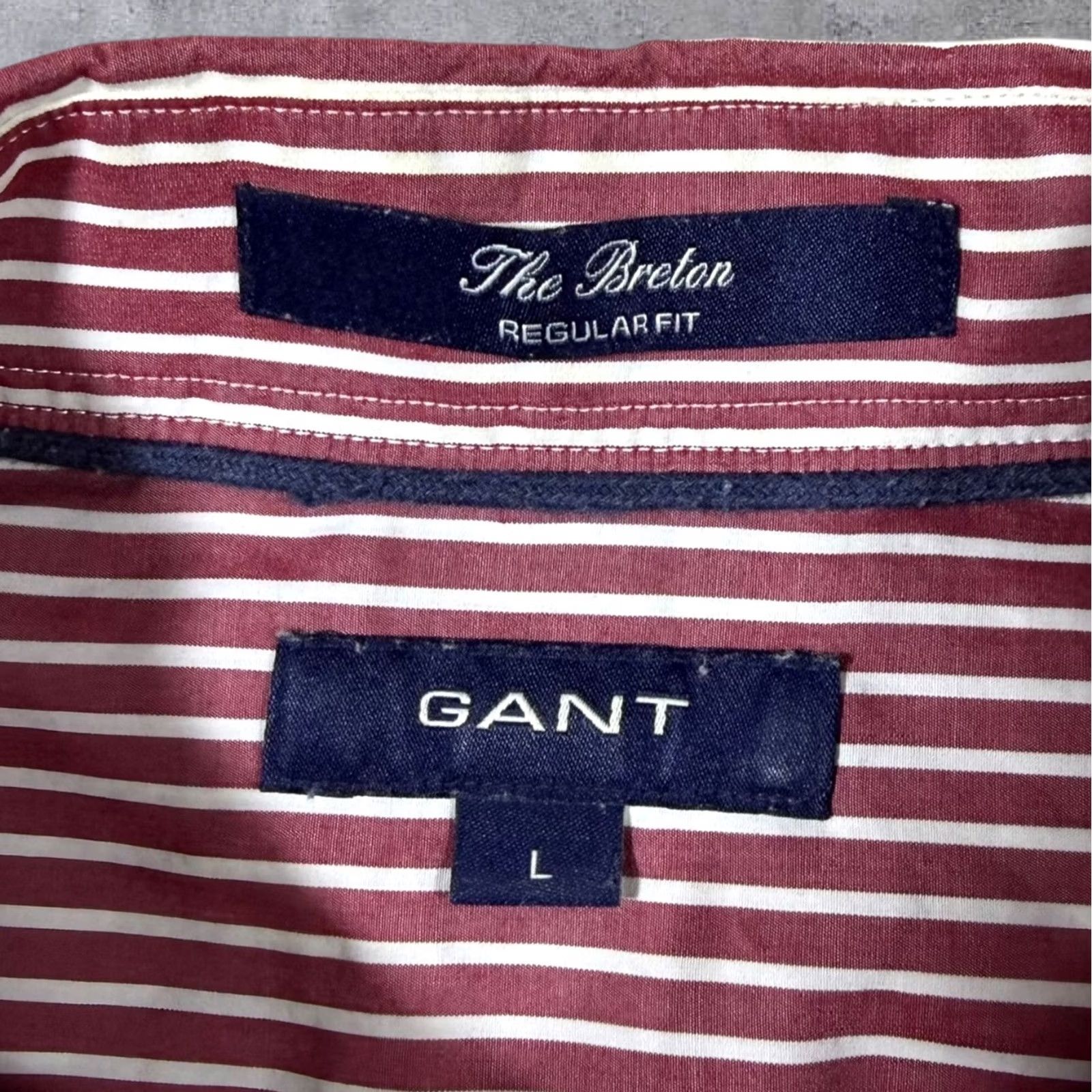 Gant GANT The Breton Regular Fit Red White Striped Long Sleeve Button-Down Shirt L Mens Size US L / EU 52-54 / 3 - 4 Thumbnail
