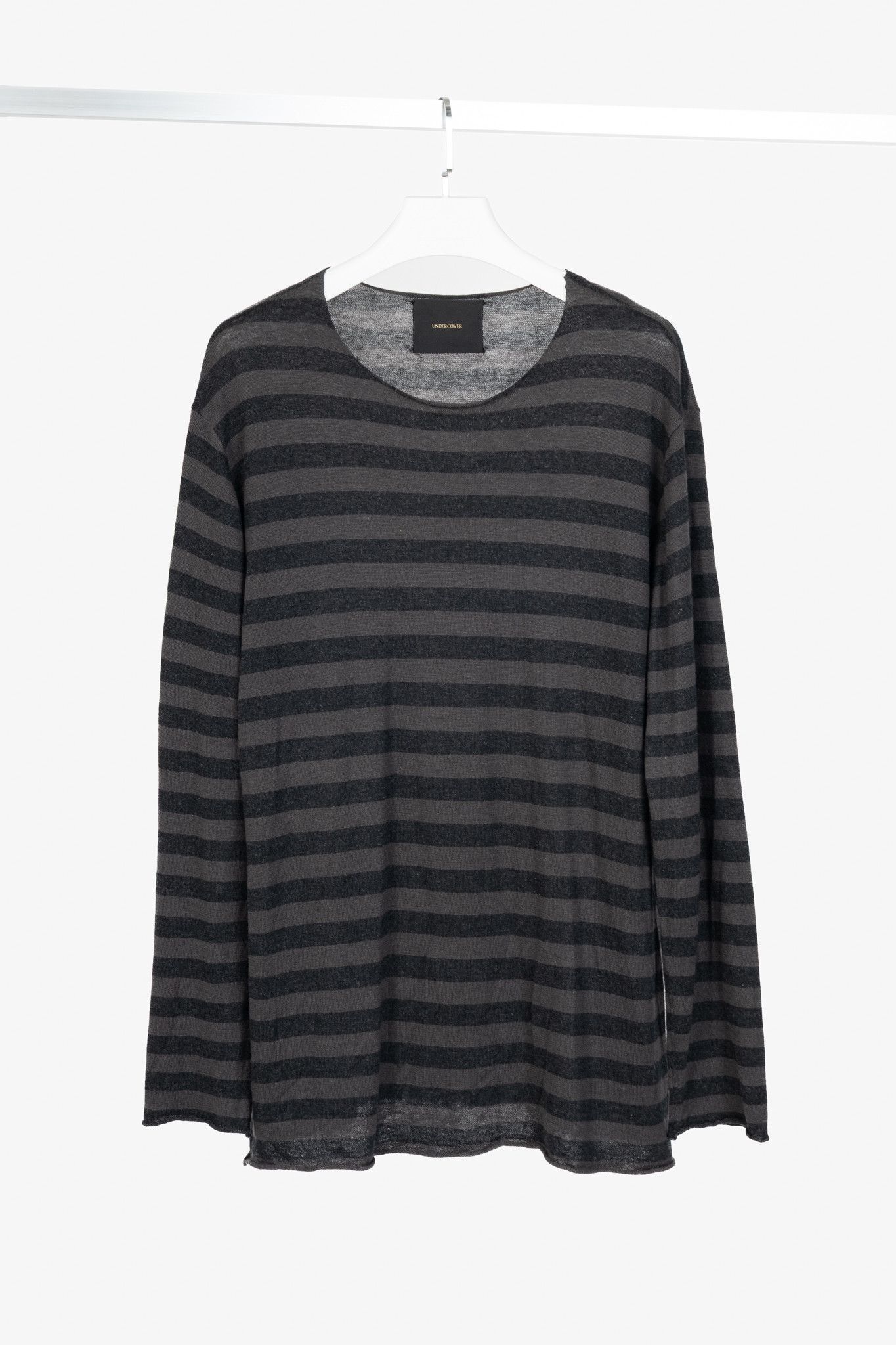 Undercover Undercover Grey & Black Striped Silk & Cashmere Pullover Size US L / EU 52-54 / 3 - 1 Thumbnail