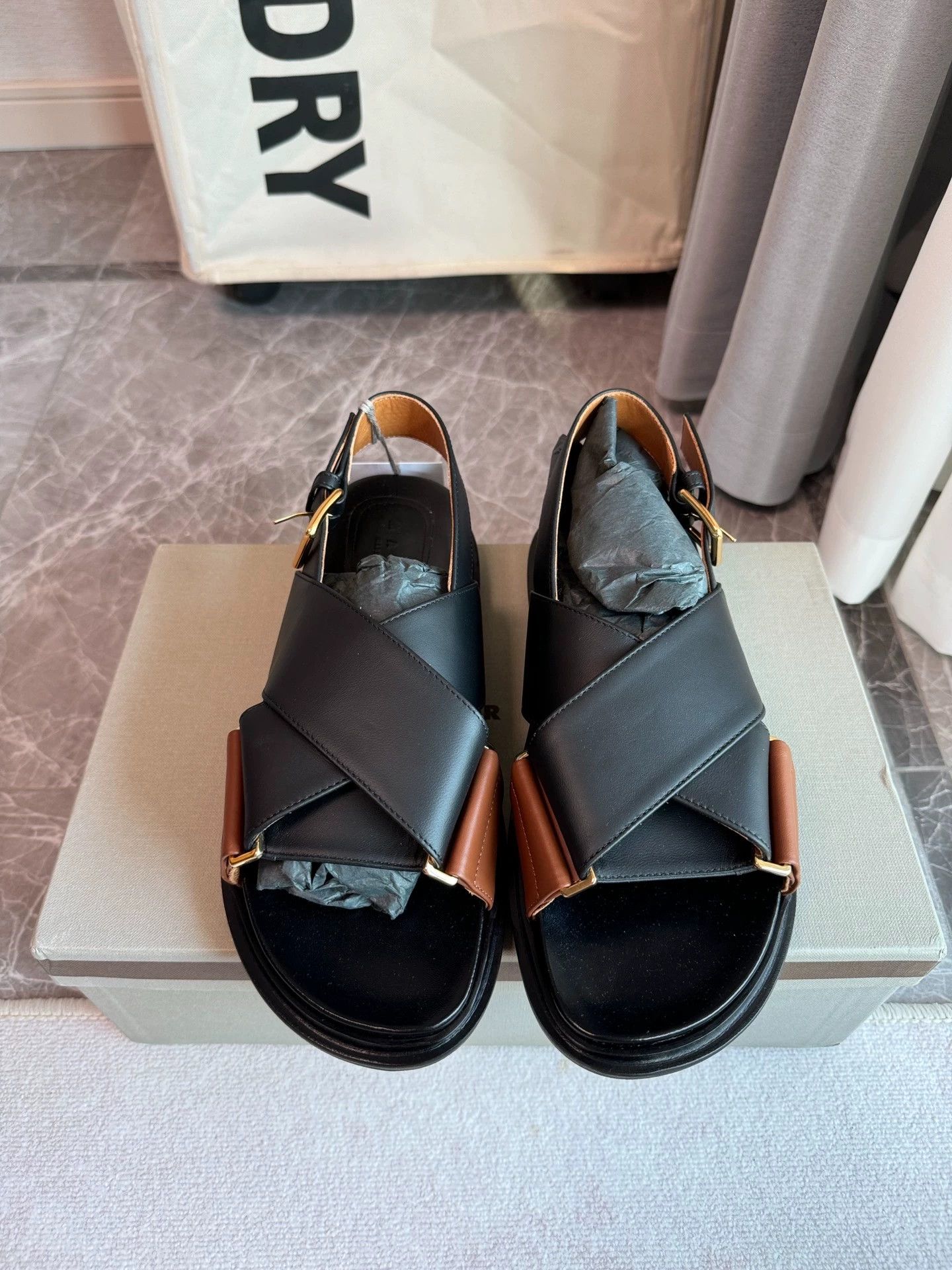 Marni Marni cross-strap sandals 37.5 black brown Size US 7 / IT 37 - 2 Thumbnail