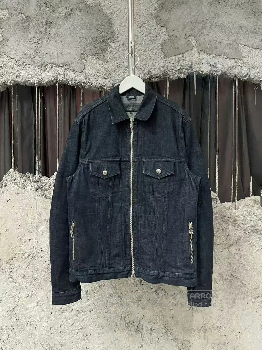 chrome hearts flame detail denim jacket.