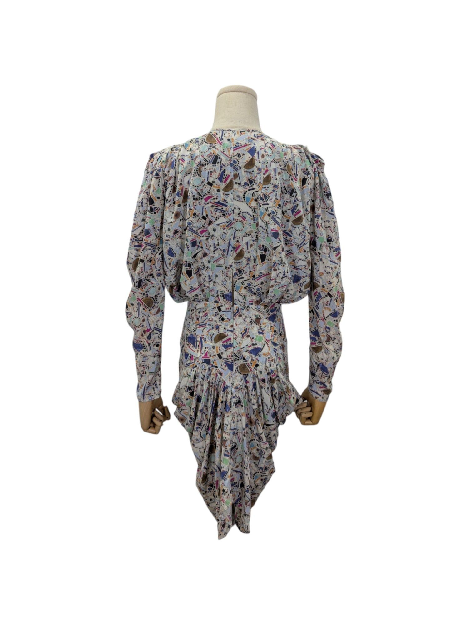 Isabel Marant Floral Print Long Sleeves Dress With Draping End Size XS / US 0-2 / IT 36-38 - 2 Thumbnail
