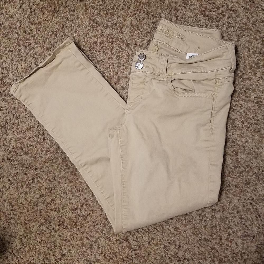 American Eagle Outfitters American Eagle Artist Crop Stretch Beige Jeans Size 0 Size 25" / US 0 / IT 36 - 1 Thumbnail