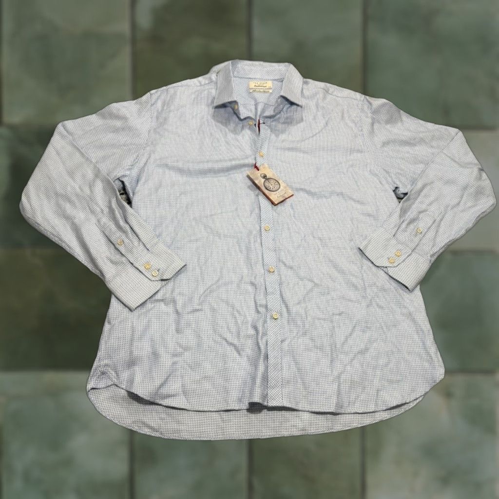 Ted Baker VINTAGE TED BAKER London Men's Shirt Long Sleeve Button Up 3XL Blue 100% Cotton Geometric Size US XL / EU 56 / 4 - 1 Thumbnail