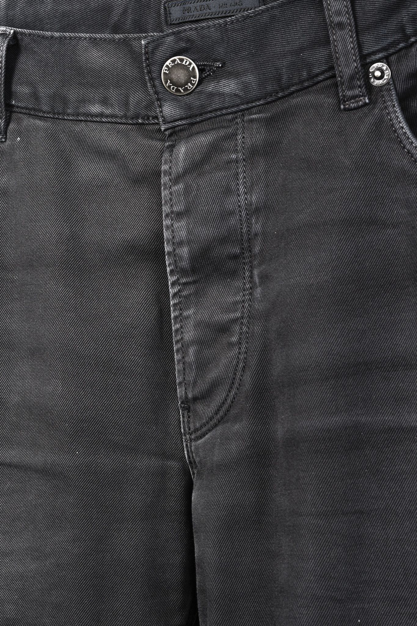 Prada Prada Washed-Black Cotton-Twill Straight-Leg Jeans Size US 33 - 9 Thumbnail