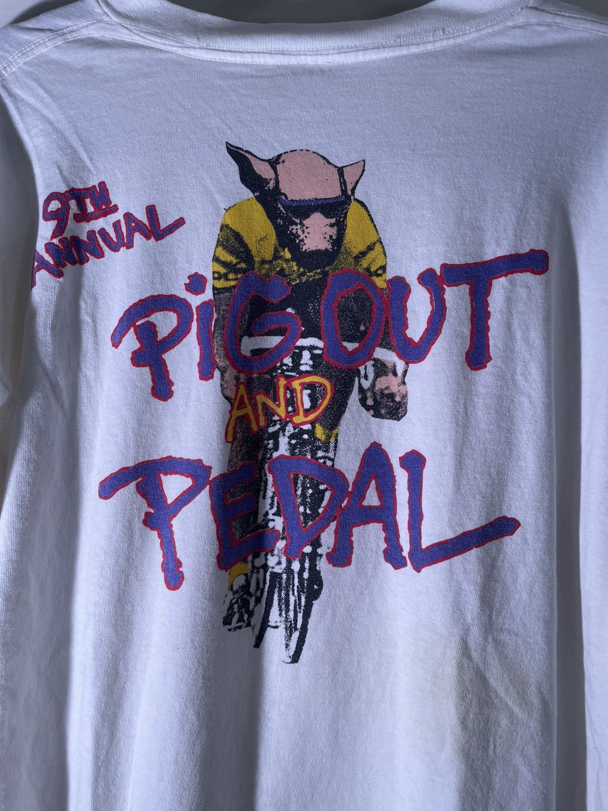 Vintage 80’s 90’s VTG Vintage Pig Out & Pedal Bicycle Bike T Shirt Size US L / EU 52-54 / 3 - 3 Thumbnail