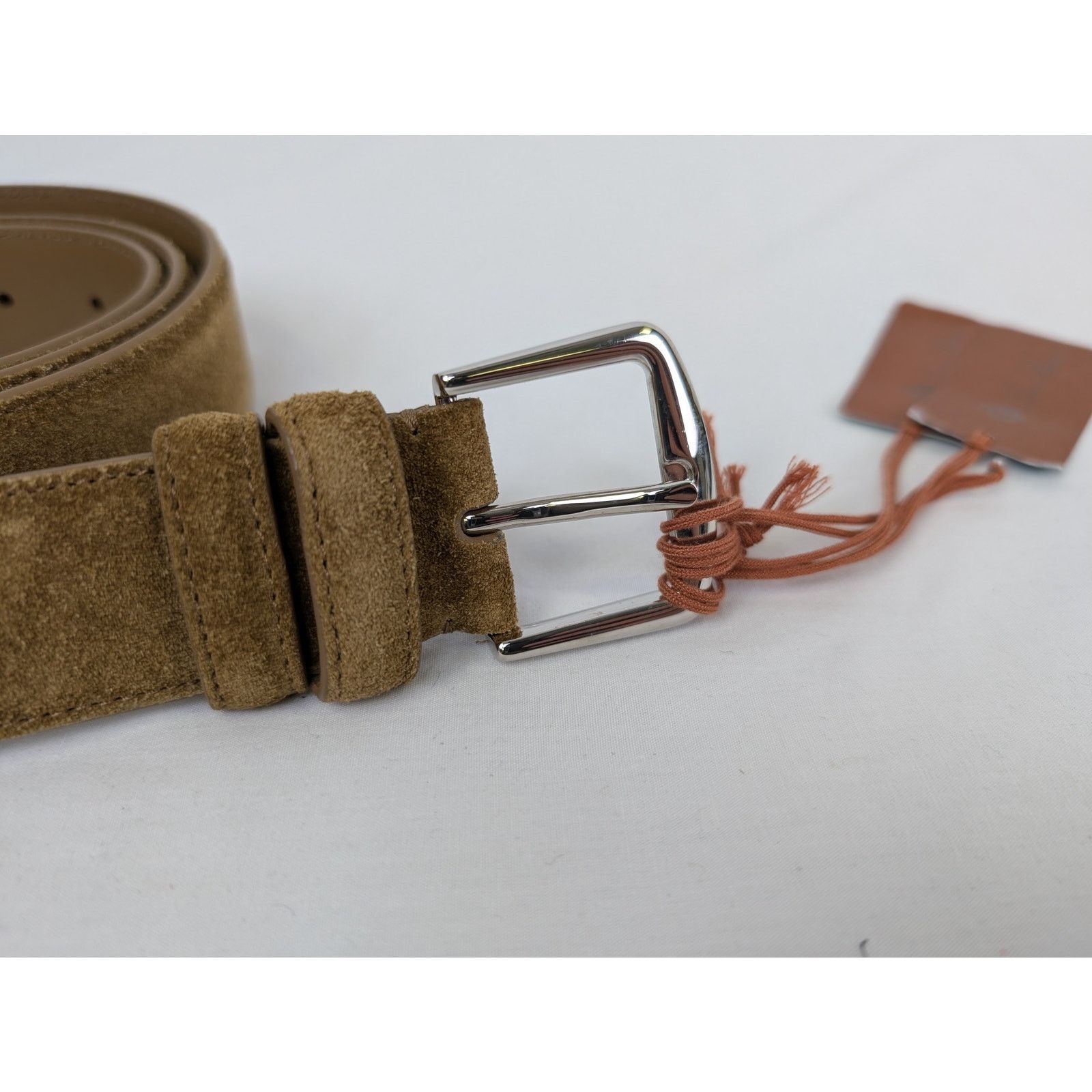 Loro Piana o1rshd1 Size: 105 / Men's 100% Suede Calf Split Belt Brown Size 42 - 4 Thumbnail