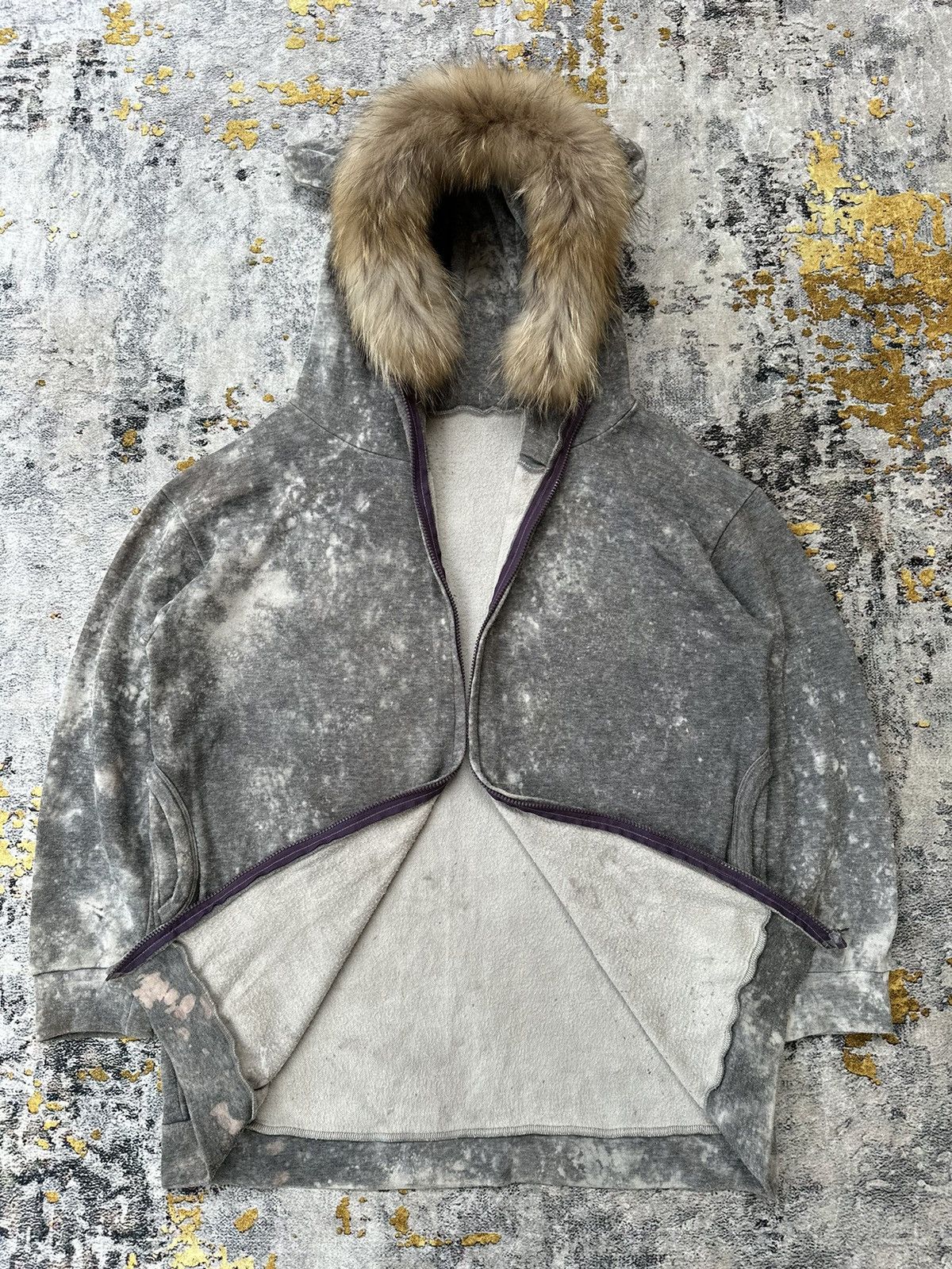 CRAZY TRASHED GOAT FUR ZIP UP HOODIE IFSIXWASNINE PUNK STYLE