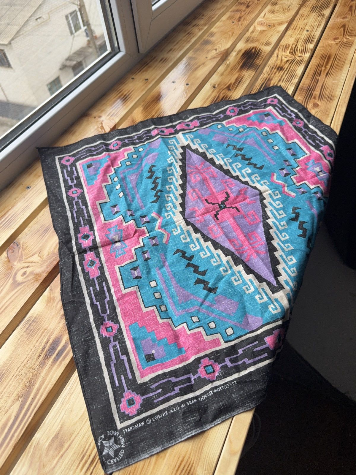 Vintage Vintage 90s Made in USA Bandana Wamcraft Tribal Aztec Scarf Size ONE SIZE - 6 Thumbnail