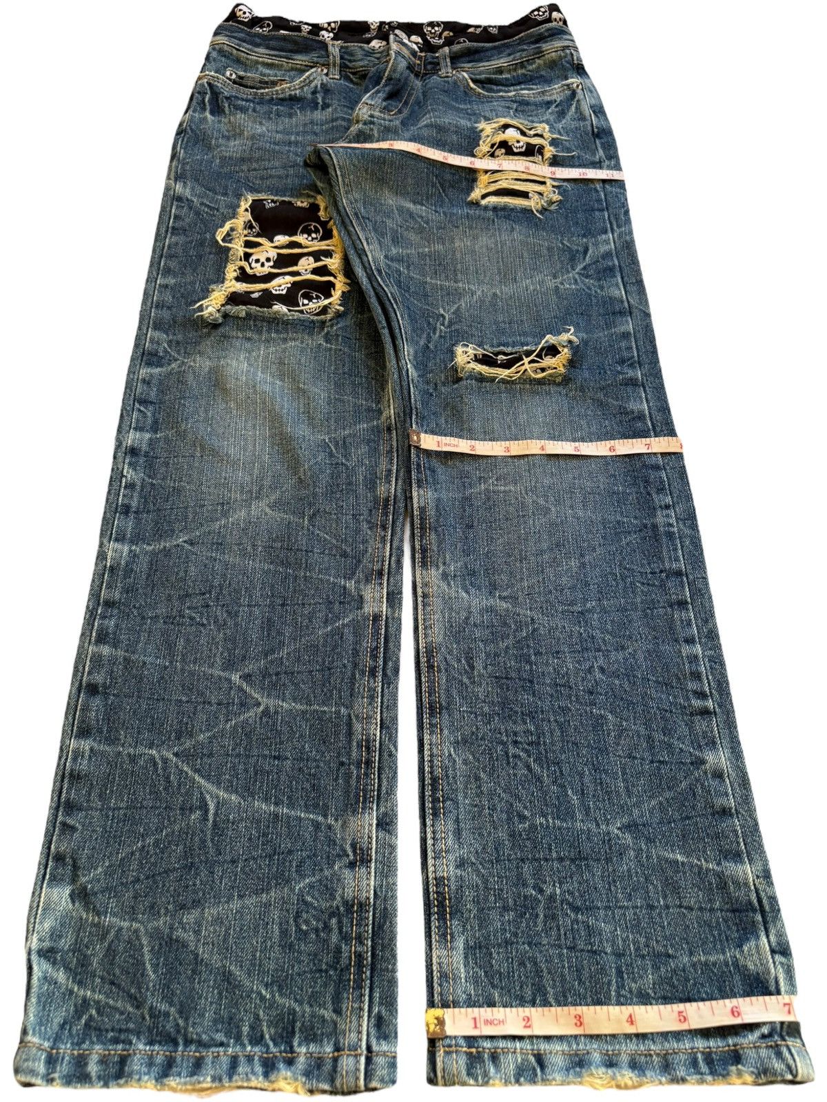 Japanese Brand × Seditionaries Vintage Japanese Brand Patches Skull Ripped Jeans Size US 30 / EU 46 - 14 Thumbnail