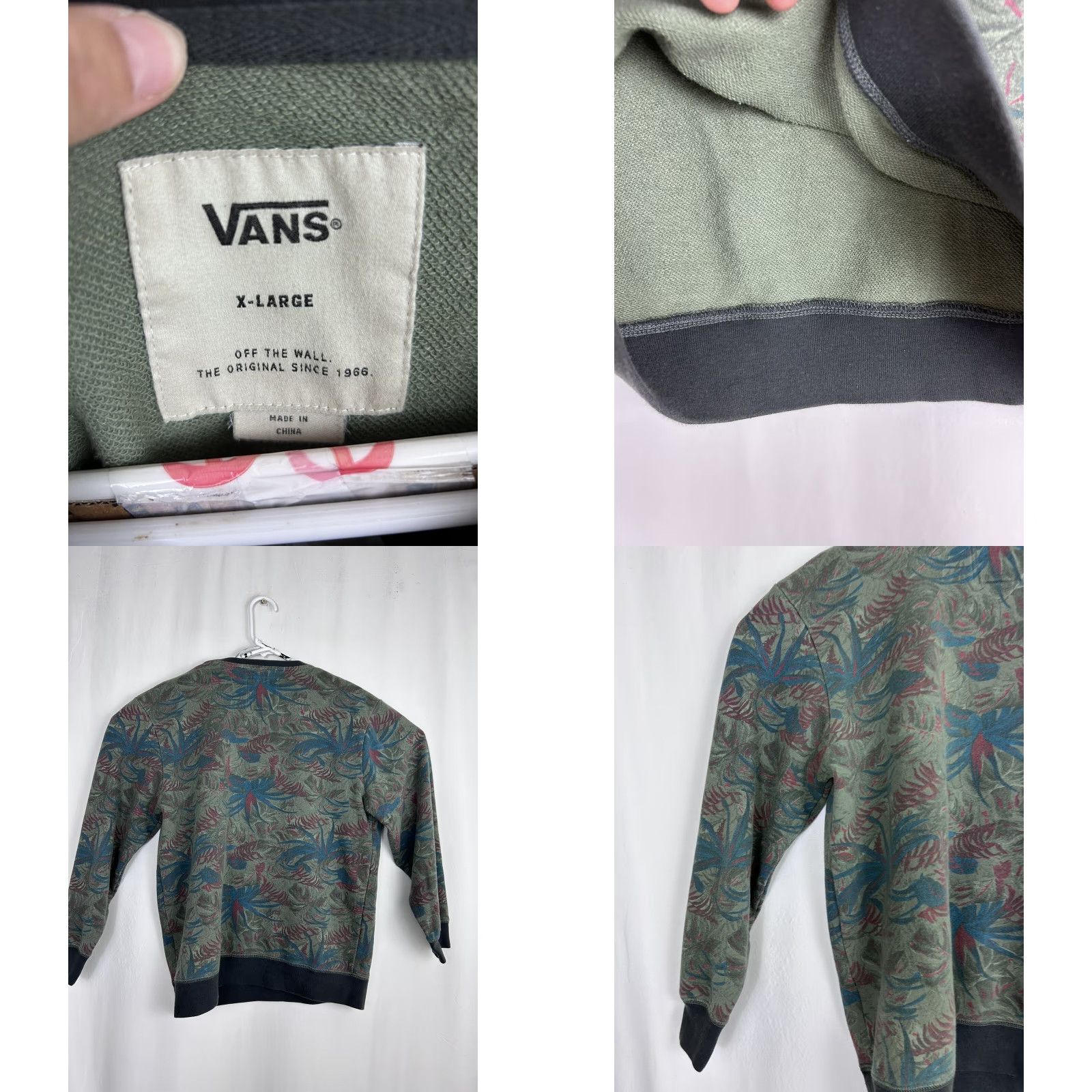 Vans VANS Womens XL Pullover Crewneck Sweater Green Long Sleeve with Leafs Size XL / US 12-14 / IT 48-50 - 8 Thumbnail