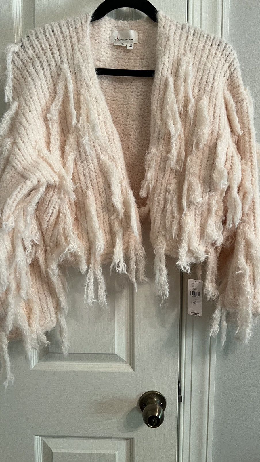 Anthropologie NWT Anthropologie cropped cardigan sweater, OS, pink/peach. Size ONE SIZE - 1 Thumbnail