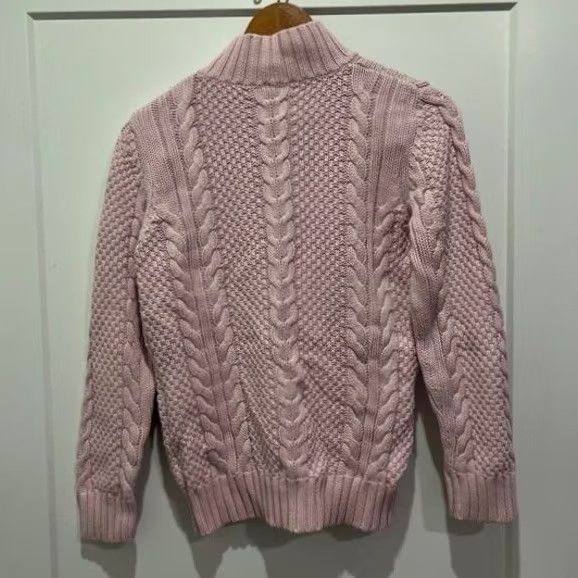Vintage Leo & Nicole Sweater Womens L Pink Cable Knit Mock Neck Button Pullover Size L / US 10 / IT 46 - 4 Thumbnail